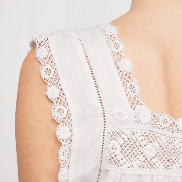 Doen Almadia Ramie Lace Square Neck Short Sleeve Mini Dress Salt - Picture 5 of 14